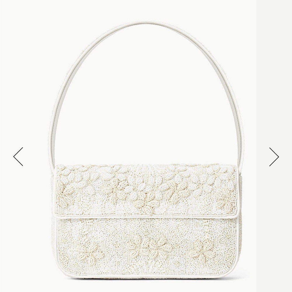 STAUD White and Cream Floral Bag